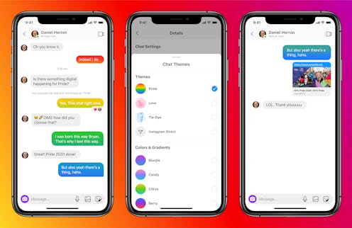 A screenshot of Instagram's newest feature, color themes for Instagram DMs.