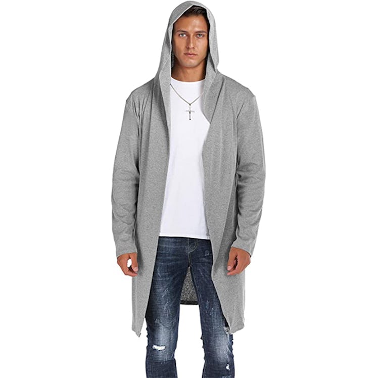 RAGEMALL Men’s Long Hooded Open Front Sweater