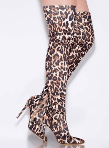 I Love Leopard Pointy Thigh-High Boots
