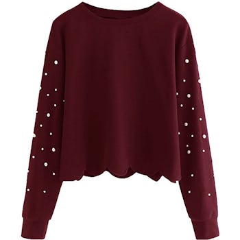 Romwe Scalloped Hem Crop Top
