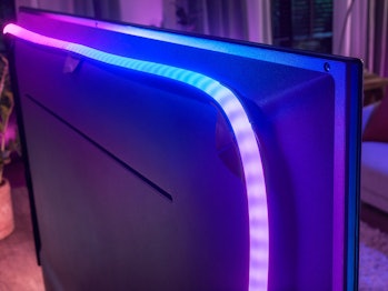 A Play Gradient lightstrip attached to the back of a television.