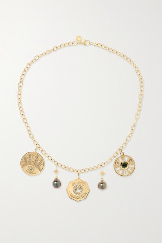 Coin 14-Karat Gold Multi-Stone Necklace