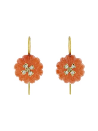 Carnelian Flower Bead Earrings 