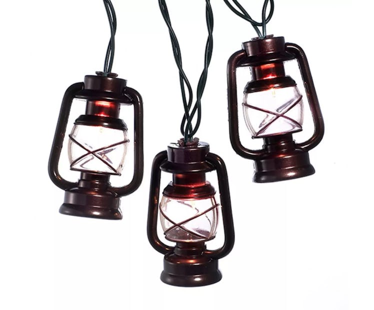 Kurt S. Adler 10-Count Brown Lantern Christmas Light Set, 8.5ft Green Wire