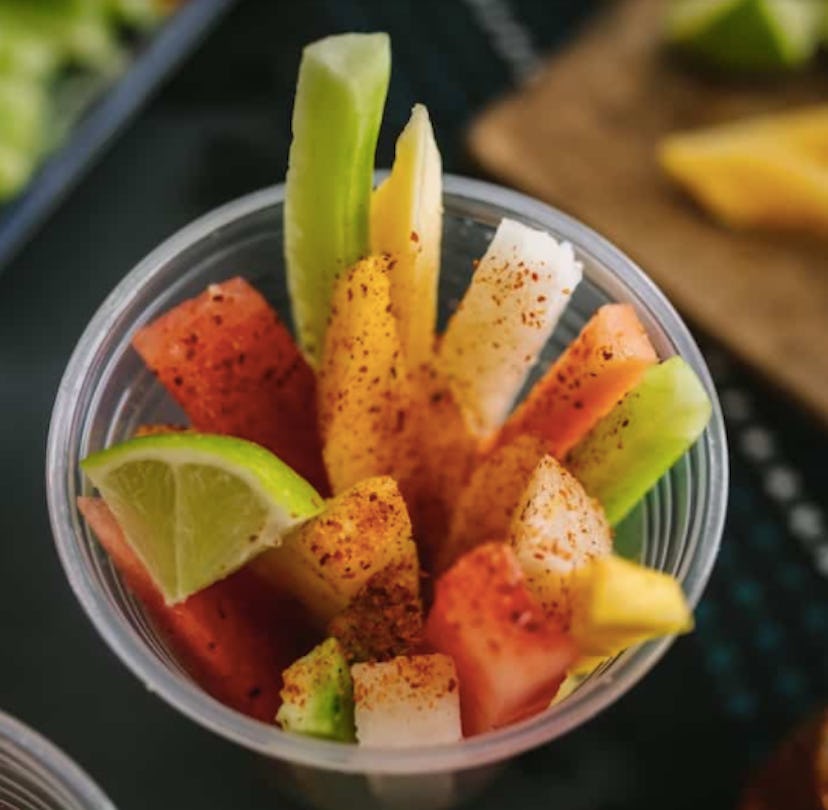 mexican fruit cups are an easy after-school snack kids can help make