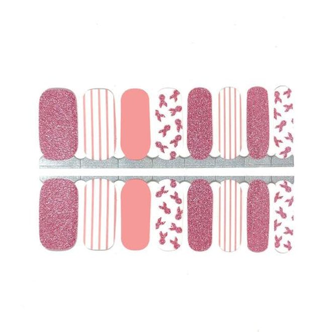 Patterned Breast Cancer Awareness Nail Wraps