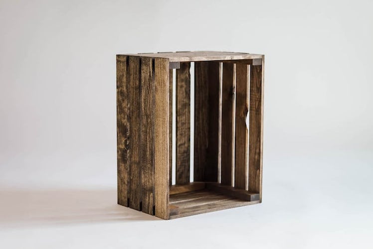 Medium Stained Rustic Wood Crate