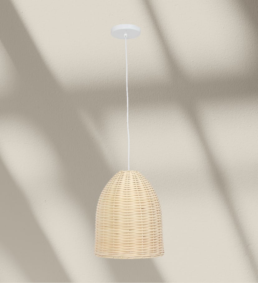 Elegant Designs Elongated Coastal Dome Rattan Downlight Pendant