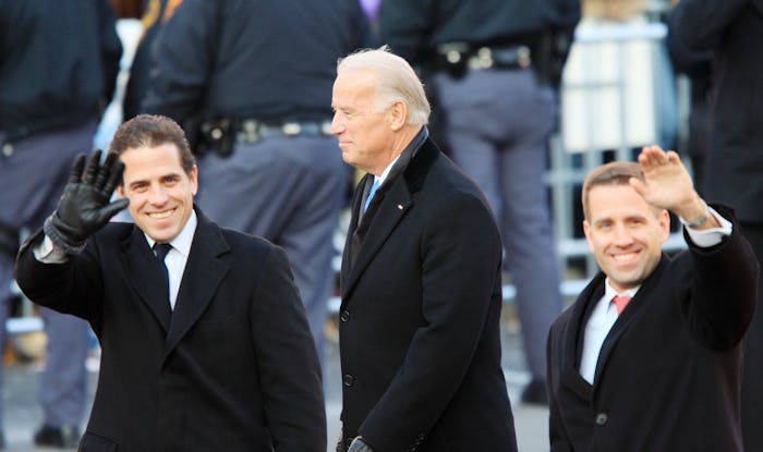 Vice-President Joe Biden and sons Hunter Biden (L) and Beau Biden walk in the Inaugural Parade Janua...