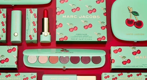 Lipstick, eyeshadow palette, and mascara from the limited-edition Marc Jacobs Beauty Very Merry Cher...