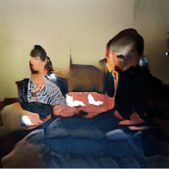 An AI-generated image of three people on a couch playing video games.