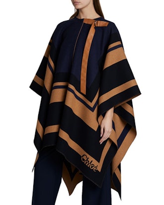Striped Wool Blanket Cape