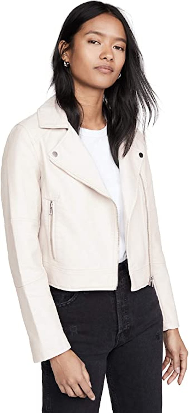 cupcakes and cashmere Women's Chandler Pebble Vegan Leather Moto Jacket  