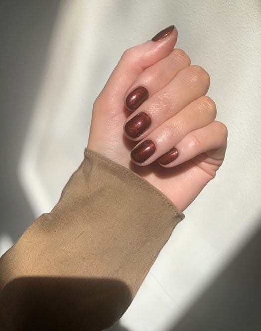 Westmoreland's favorite Rosewood nail polish is a gorgeous shimmery brown.