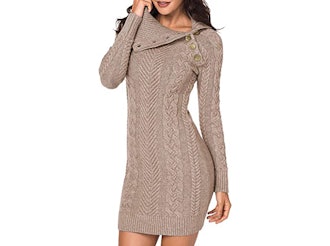 Sidefeel Asymmetric Buttoned Sweater Dress