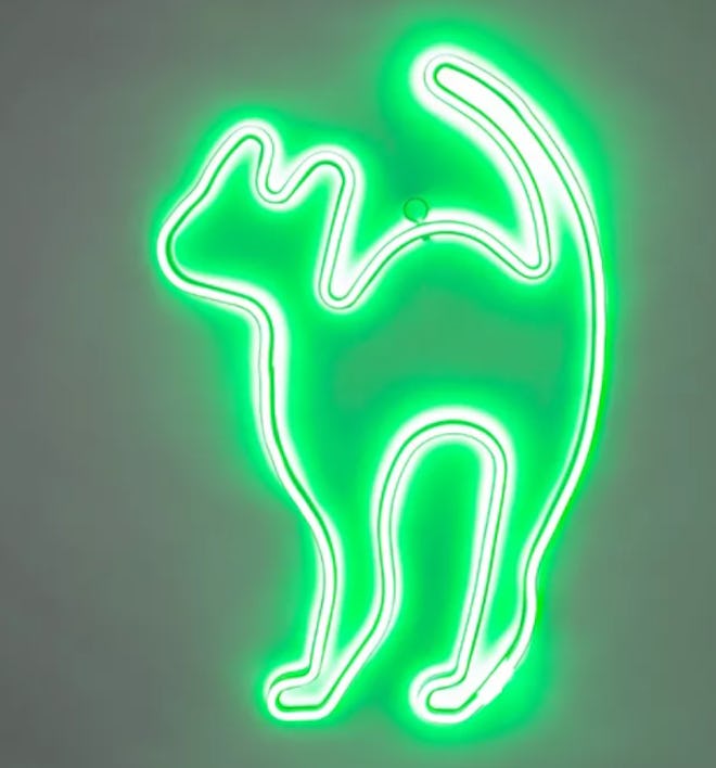 Green Flickering LED Neon Rope Cat Halloween Light Up Decor