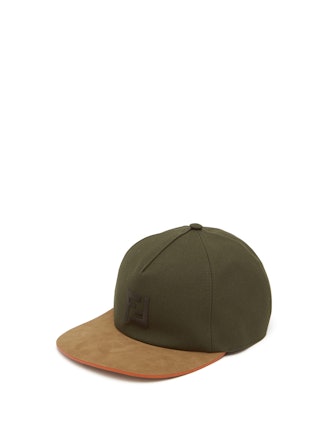 FF-embroidered suede and canvas baseball cap