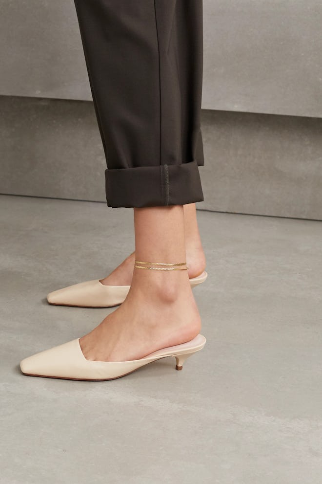 Cream Leather Mules