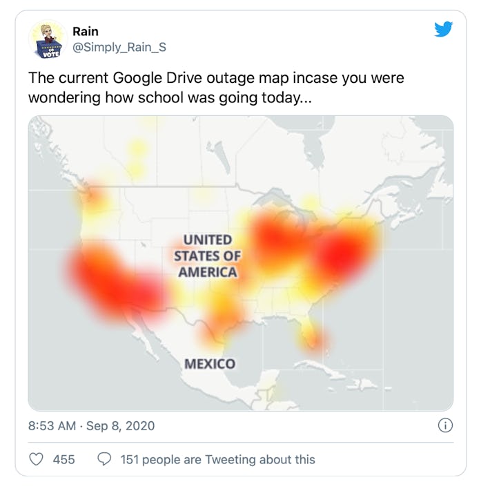 Google Drive was down for hours today, right as the school year kicked off