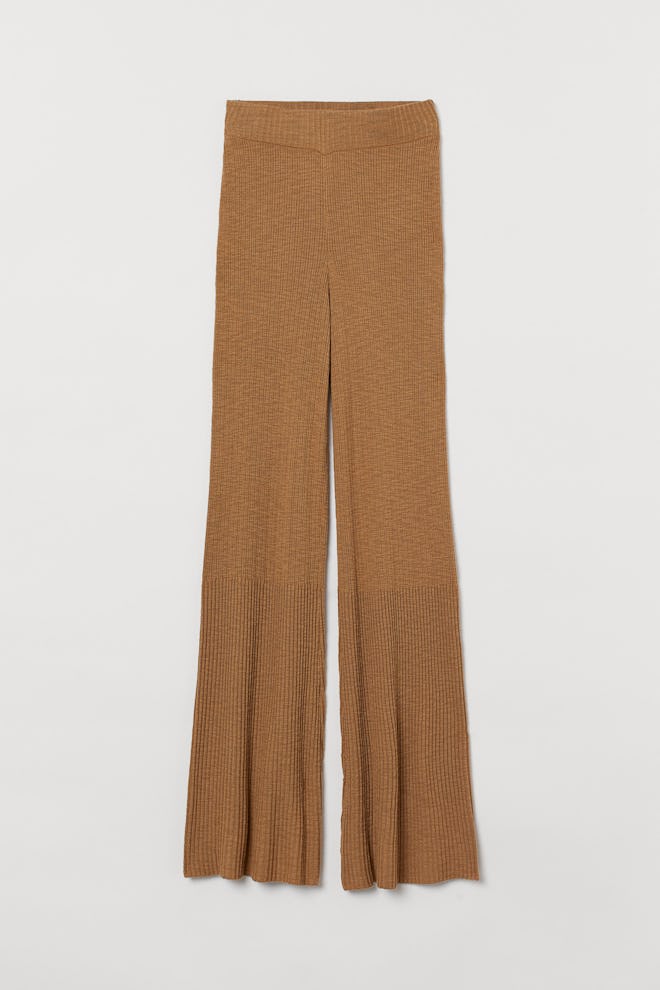 Rib-knit trousers