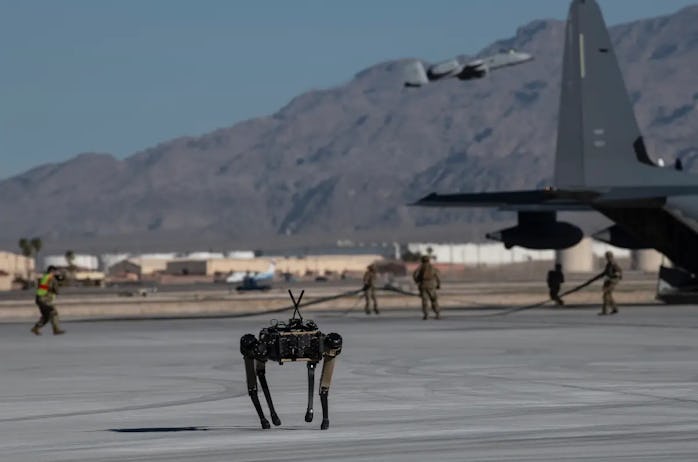 The U.S. Air Force is testing robot dogs that could provide persistent surveillance. 