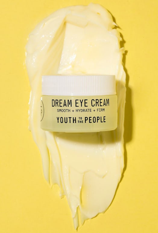 Youth To The People's Dream Eye Cream texture shot and jar.