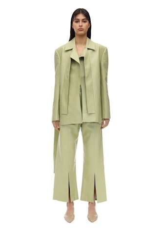 Tied Shoulder Faux Leathe rBlazer