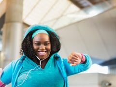 Young black woman exercising