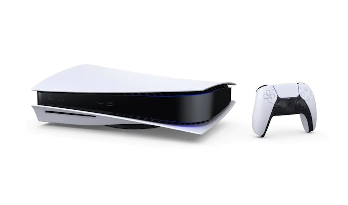 The PlayStation 5 laying flat.