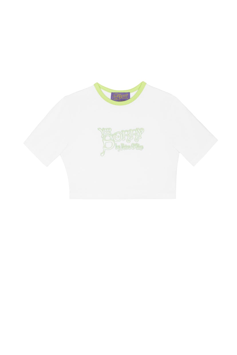 SSENSE Exclusive White & Green Logo Cropped T-Shirt
