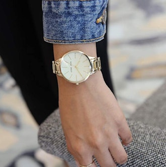 Nine West Crystal Accented Gold-Tone Watch