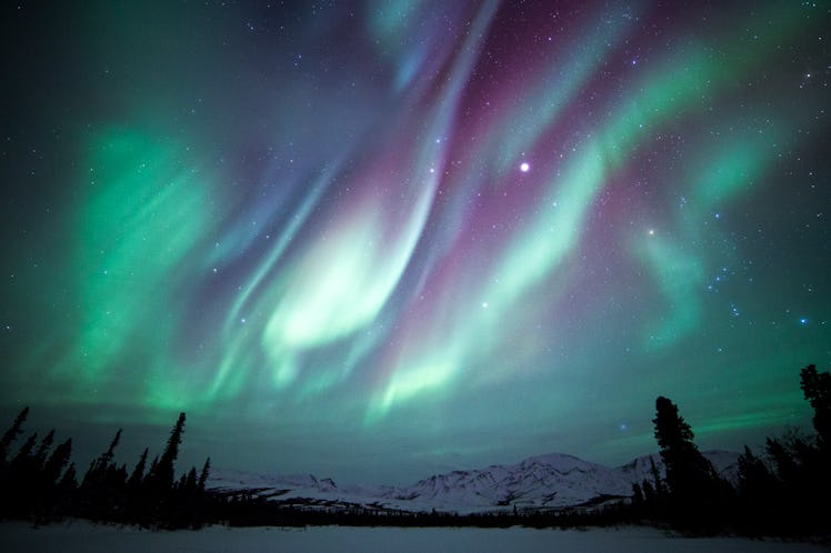 The Aurora Borealis, Orion and Jupiter over Denali National Park in Alaska