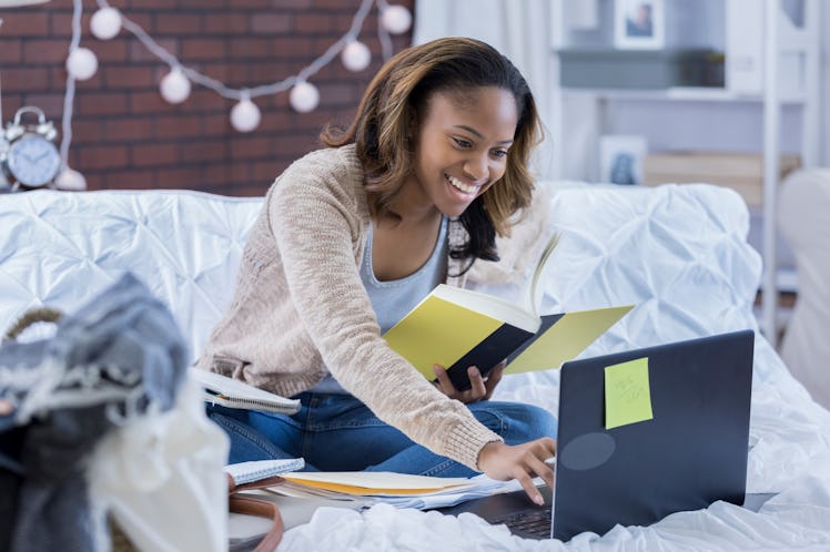 College girls studying