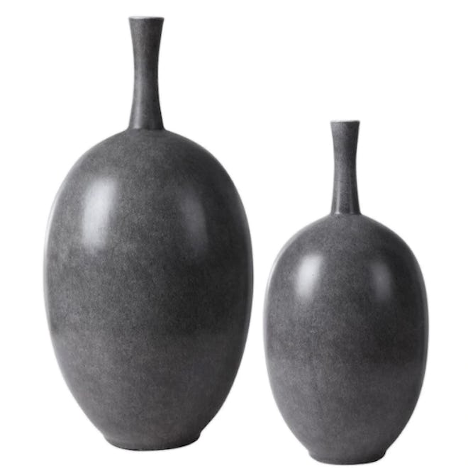 Marbled Black Ceramic Vases (Set of 2)