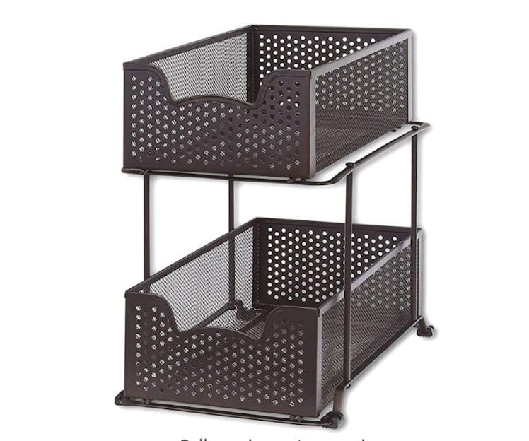 SimpleHouseware 2 Tier Sliding Cabinet Basket Organizer