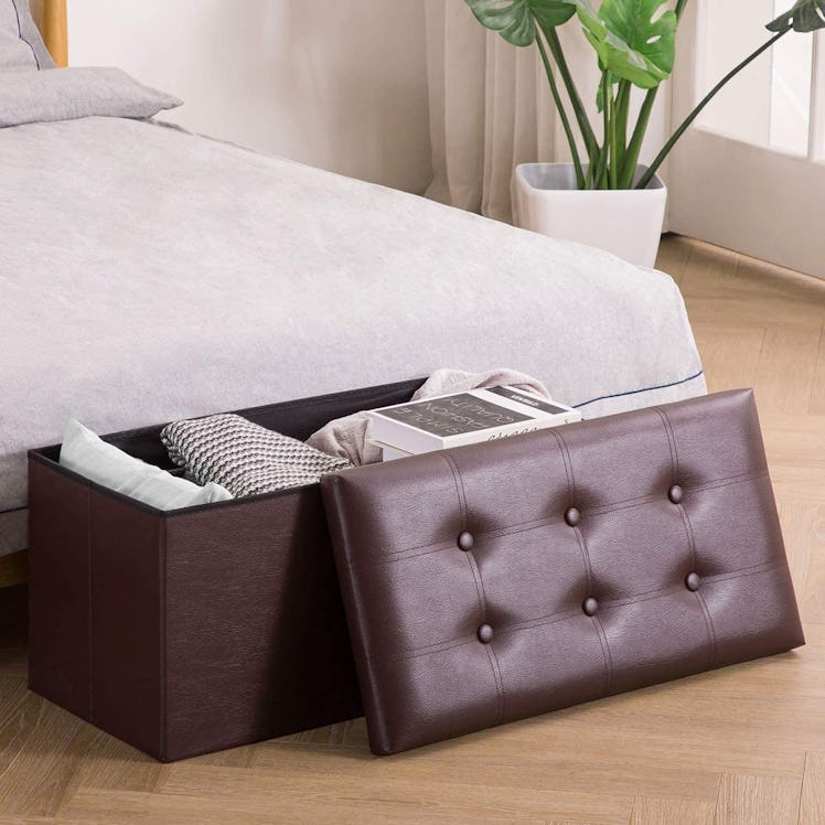 YOUDESURE Folding Storage Ottoman Bench