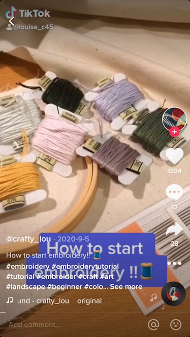 @crafty_lou makes a sunset and ocean embroidery tutorial on TikTok.
