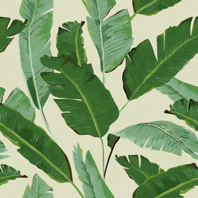  Banana Leaves Wallpaper in Beige and Green from the Tropical Vibes Collection