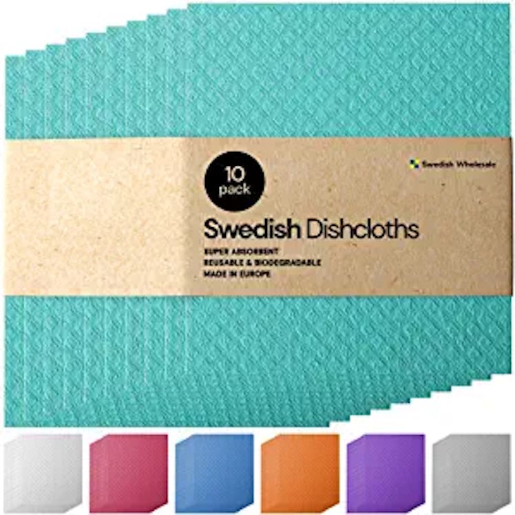 Swedish Dishcloth Cellulose Sponge Cloths (10-Pack) 