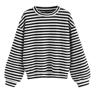 Floerns Drop Shoulder Striped Sweatshirt