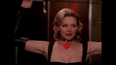 Samantha Jones, played by Kim Cattrall, in dominatrix wear for "Sex and the City" season two episode...