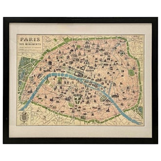 Framed Vintage Paris Visitor Guide