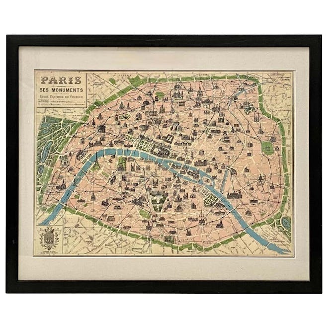 Framed Vintage Paris Visitor Guide