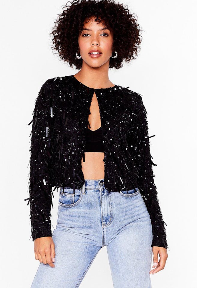 Ready for the Sequin Cropped Jacket