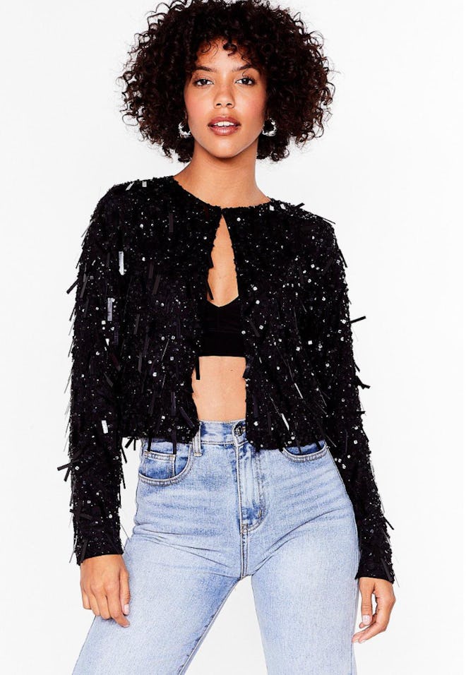 Ready for the Sequin Cropped Jacket