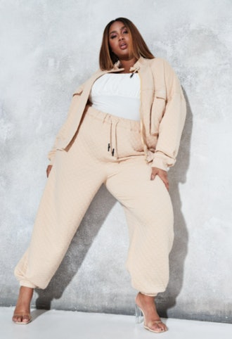 Sean John x Missguided plus size stone quilted oversized joggers