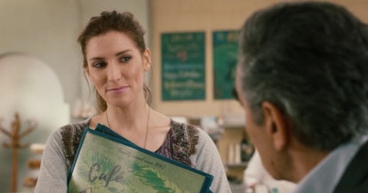 Twyla from 'Schitt's Creek' takes Johnny Rose's order at Café Tropical. 