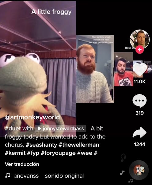 A screenshot of a Sea Shanty TikTok duet chain.