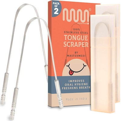 MasterMedi Tongue Scrapers with Travel Case (2-Pack)
