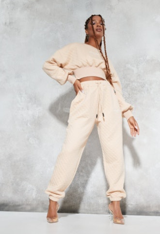 Sean John X Missguided stone quilted oversized joggers